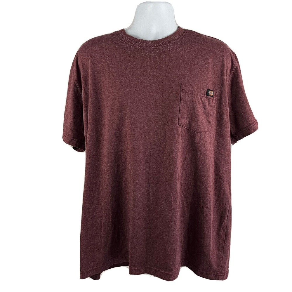 Dickies T Shirt Adult Men's 2XL Cotton Outdoors Work Wear Pocket Tee Maroon Red
